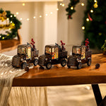 Nordic Gold Resin Table Lamp with Snowfall Scene