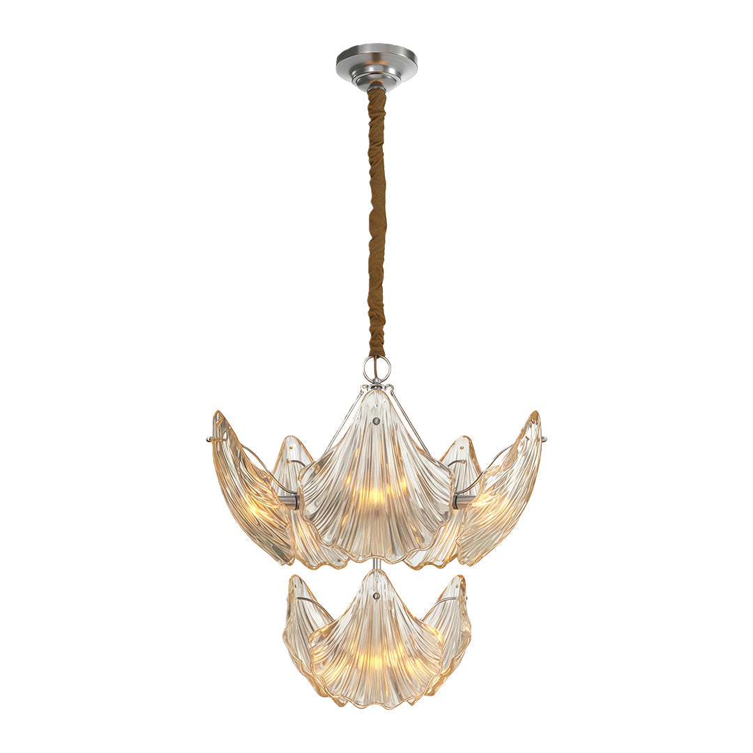 Luxury Copper Glass Chandelier Modern Large Pendant Light for Living Room