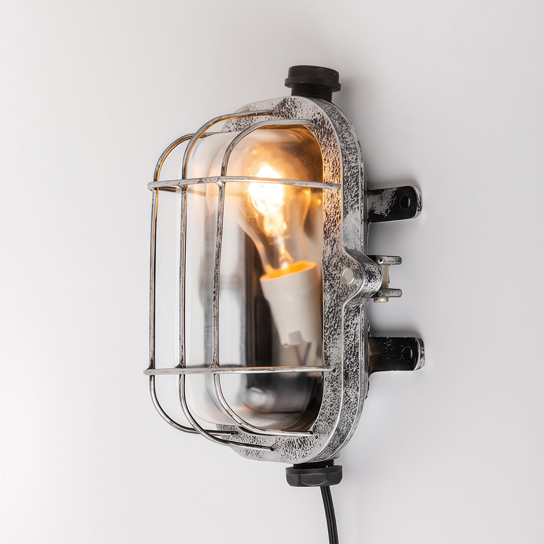 American Retro Industrial Wall Sconce with Clear Glass Shade for Indoor Spaces