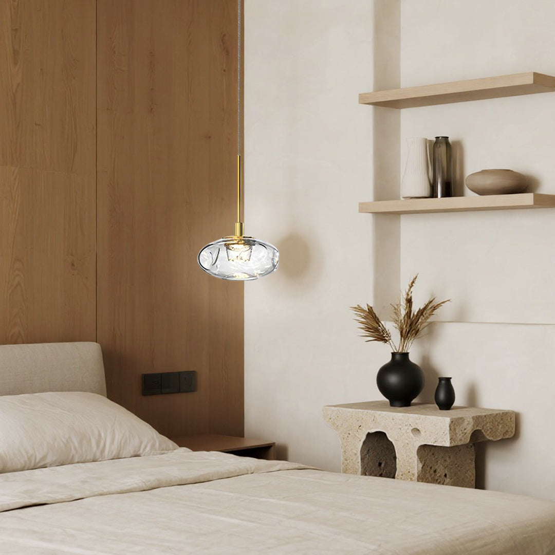 Italian Minimalist Glass Pendant Light with LED Ring