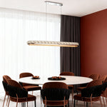 Linear Crystal Pendant Light in Chrome Finish, Modern LED Chandelier for Dining Room and Kitchen Island