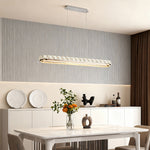 Linear Crystal Pendant Light in Chrome Finish, Modern LED Chandelier for Dining Room and Kitchen Island
