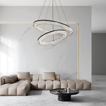 Lumière Ring Pendant Chandelier in Black and Crystal