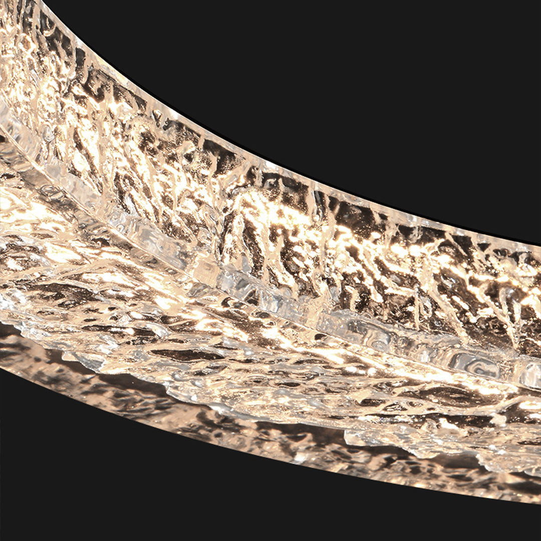 Lumière Ring Pendant Chandelier in Black and Crystal