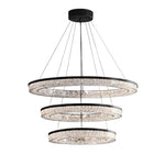 Lumière Ring Pendant Chandelier in Black and Crystal