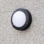 Round LED Outdoor Wall Sconce in Black Aluminum, IP65 Waterproof Minimalist Design