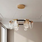 Modern Circular LED Chandelier in Gold and Gray Aluminum