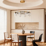 Modern Circular LED Chandelier in Gold and Gray Aluminum