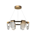 Modern Circular LED Chandelier in Gold and Gray Aluminum