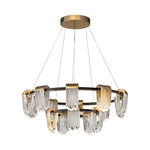 Modern Circular LED Chandelier in Gold and Gray Aluminum