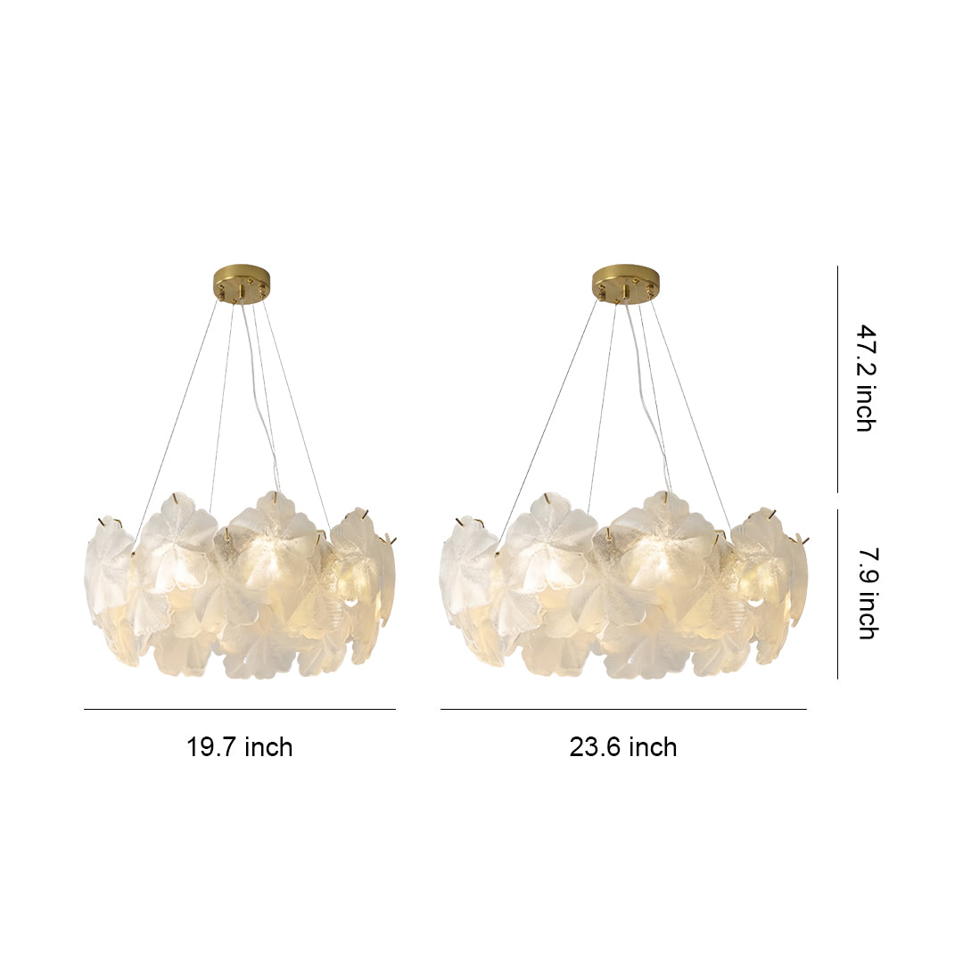 French Glass Garland Chandelier with Brass Finish, Crystal Accents