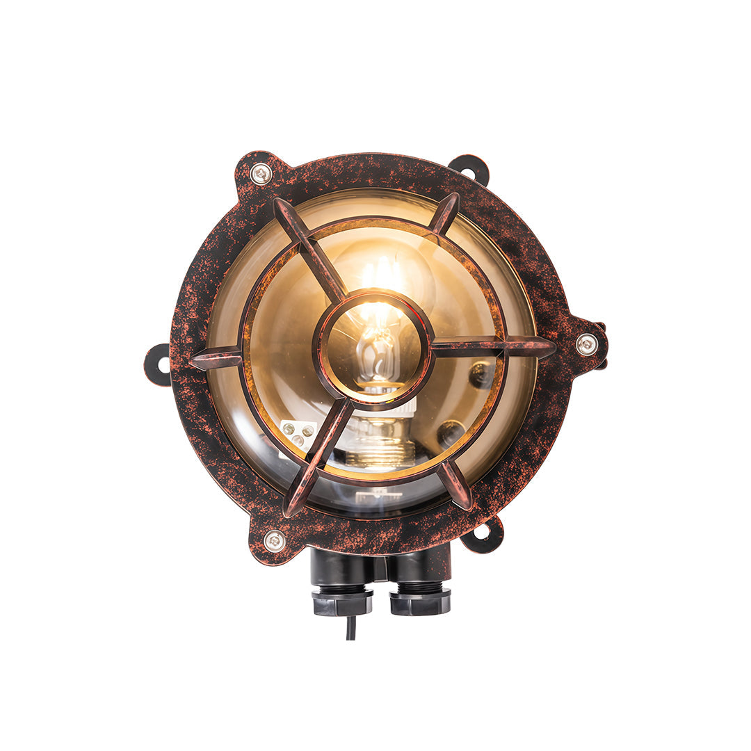 American Retro Industrial Wall Sconce with Clear Glass Shade for Indoor Spaces