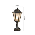 Hexagonal Copper Outdoor Pillar Light with Glass Shade