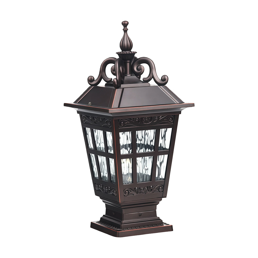 Pillar Garden Light in Chestnut Aluminum with Clear Glass Shade