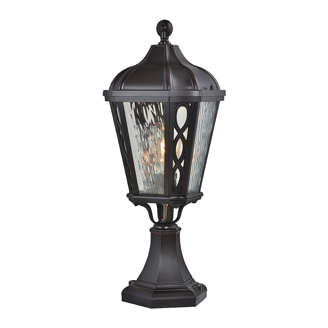 Aria Black Aluminum Post Light with Clear Glass Shade – Weatherproof Outdoor Pillar Lamp
