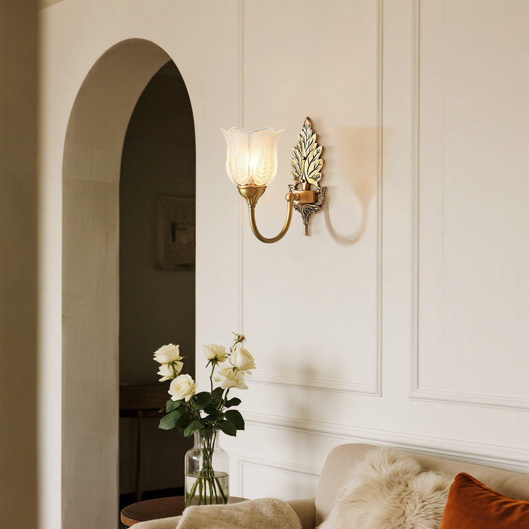 Artisan Brass Bud Wall Sconce with Glass Shade | Modern Vintage Lighting