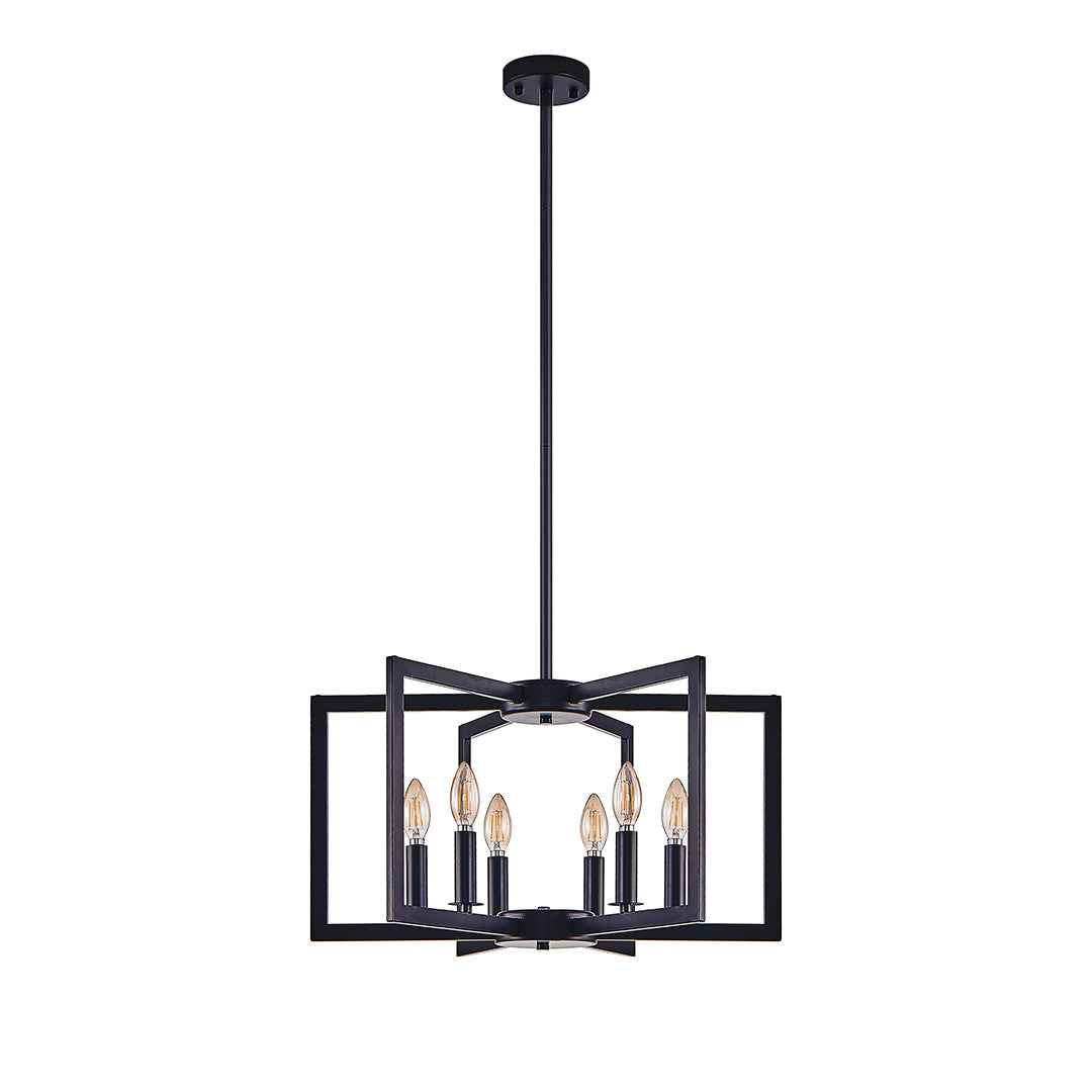 Industrial Candle Chandelier with Adjustable Height, 6 or 8 Lights