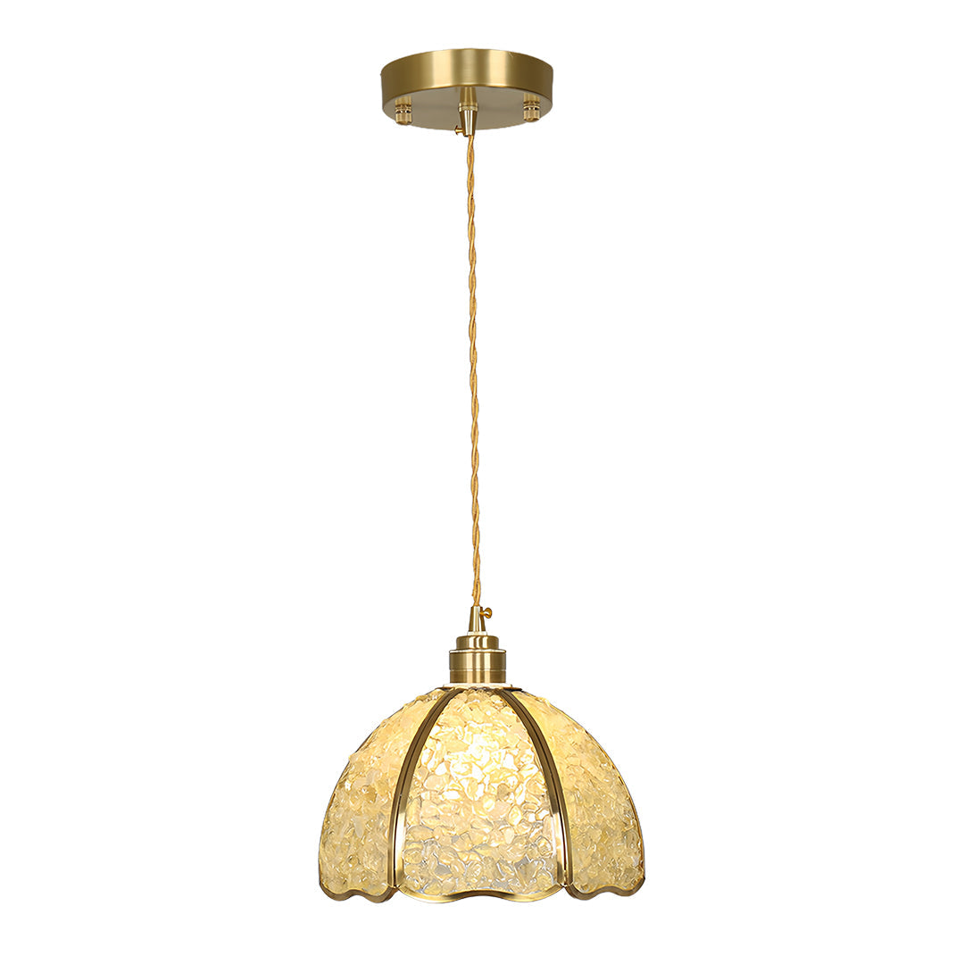 Vintage Crystal Pendant Light in Solid Copper, Small Scale