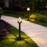 European Cast Aluminum Garden Bollard Light with Clear Glass Shade