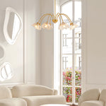 French Style Glass Petal Chandelier in Brass for Elegant Interiors