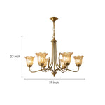Aurelia Brass and Glass Six-Light Chandelier with Adjustable Chain