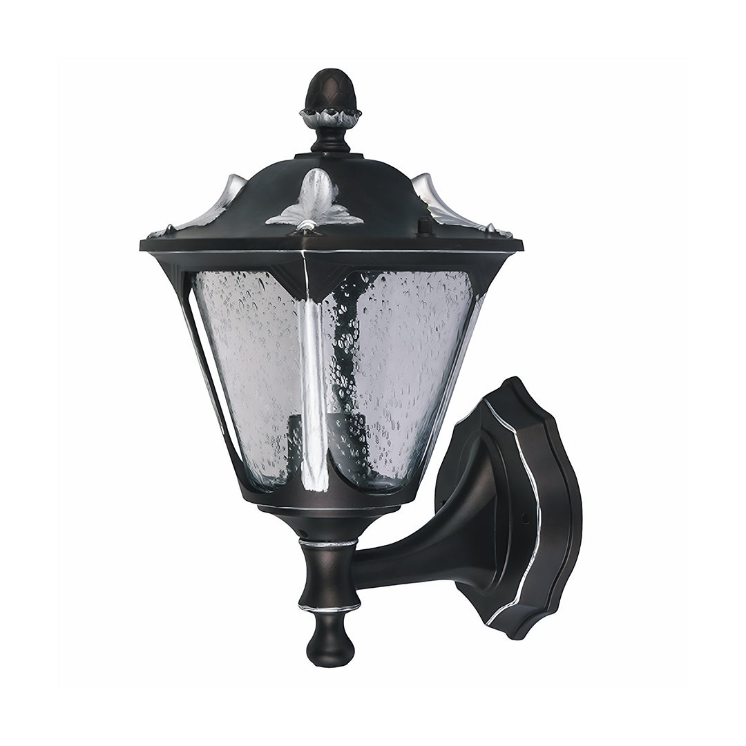 Vintage Outdoor Wall Lantern with Clear Glass Shade in Sand Black Aluminum