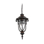 European-Style Black Aluminum Pendant Light with Glass Shade for Outdoor & Indoor Use