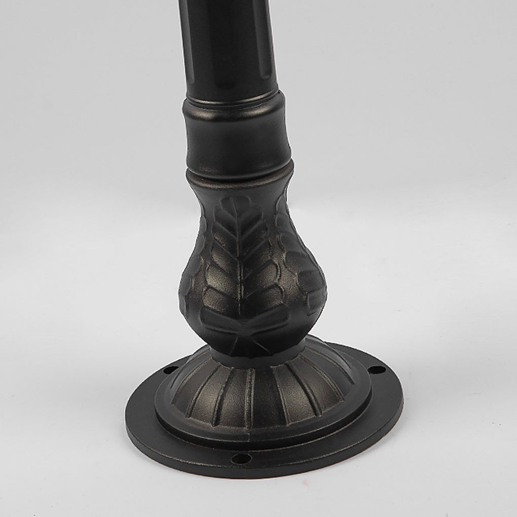 Artisan Iron Outdoor Lamp Post with Cracked Glass Shade for Traditional Courtyards