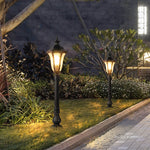Artisan Iron Outdoor Lamp Post with Cracked Glass Shade for Traditional Courtyards