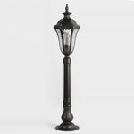 Artisan Iron Outdoor Lamp Post with Cracked Glass Shade for Traditional Courtyards