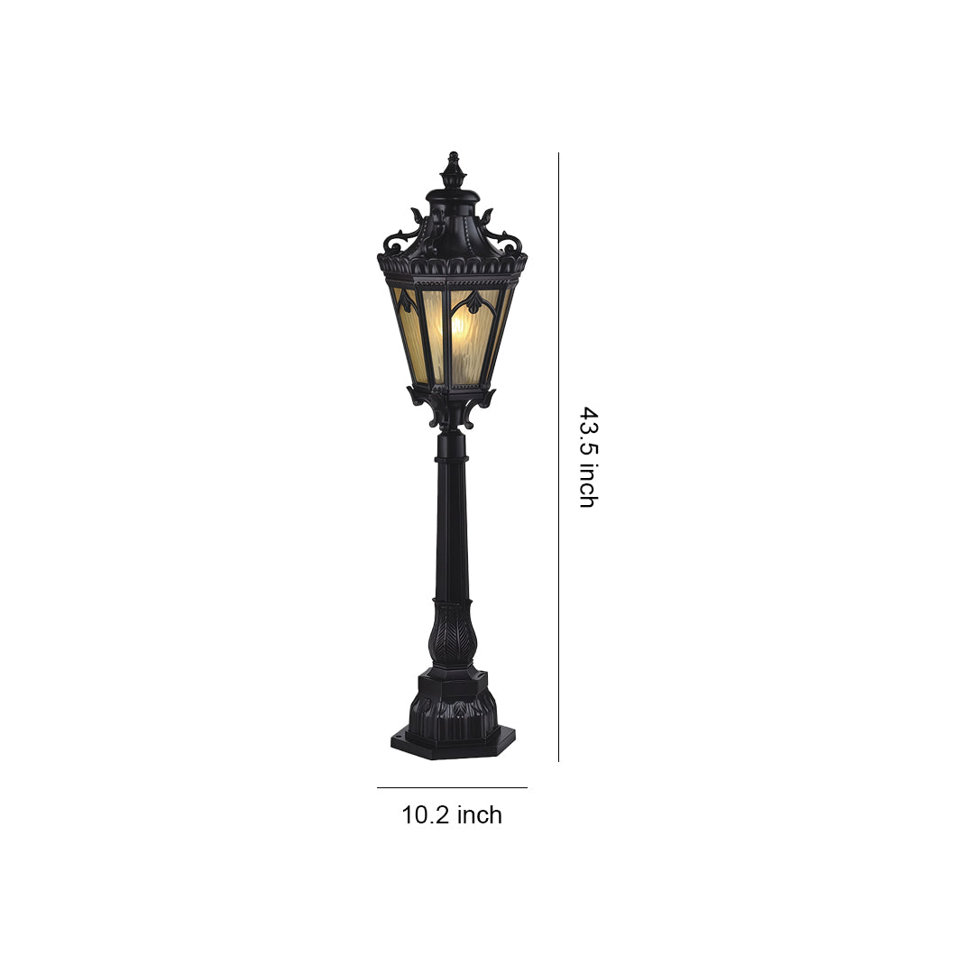 Aluminum Garden Bollard Light with Glass Shade for Pathways