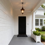 Outdoor Pendant Light with Adjustable Chain, Sand Black Aluminum & Clear Glass