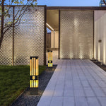 Marble Bollard Light with Striped-Cut Design for Outdoor Paths