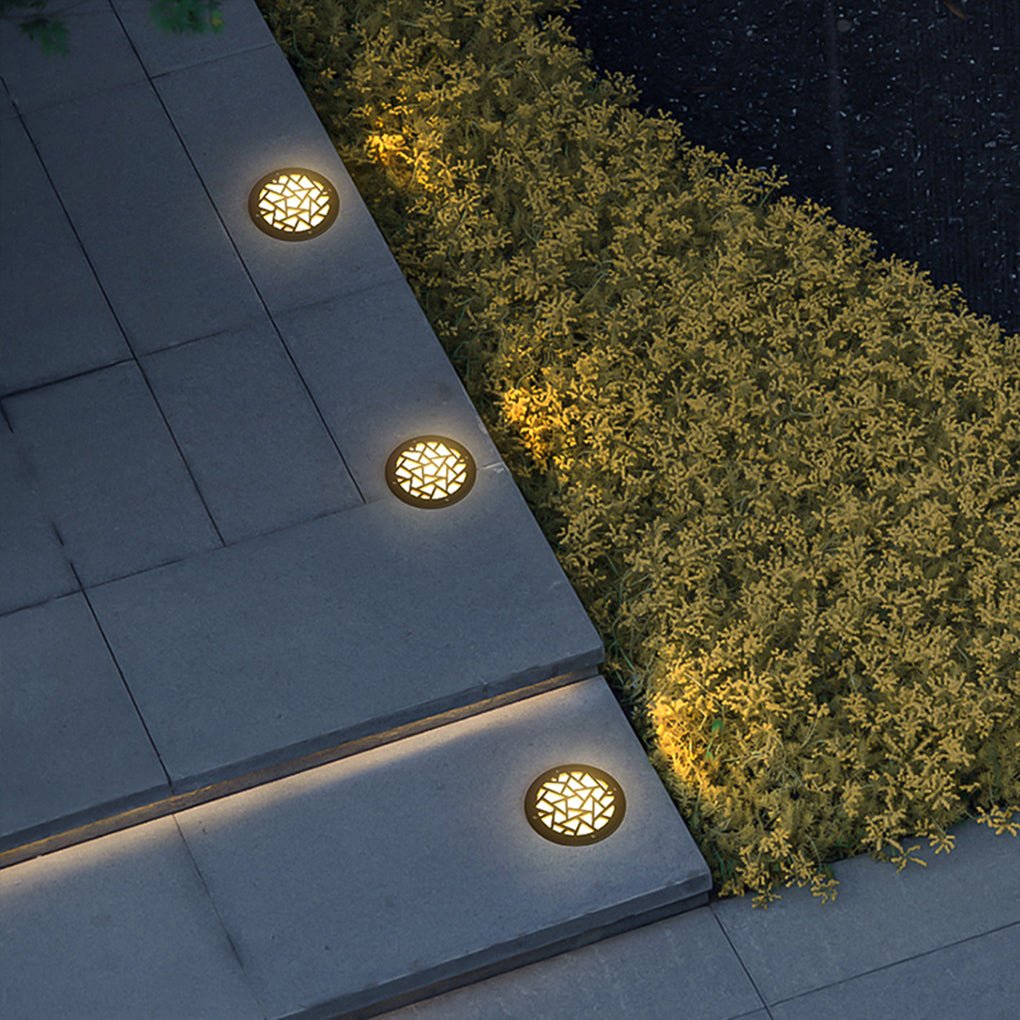 Lumière Garden Step Light with Floral Motif, Brass Finish, IP65 LED