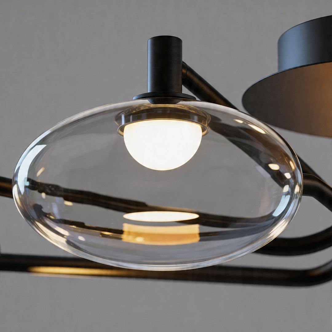 Lumina Glass Flush Mount Ceiling Light — Modern LED Fixture in Black