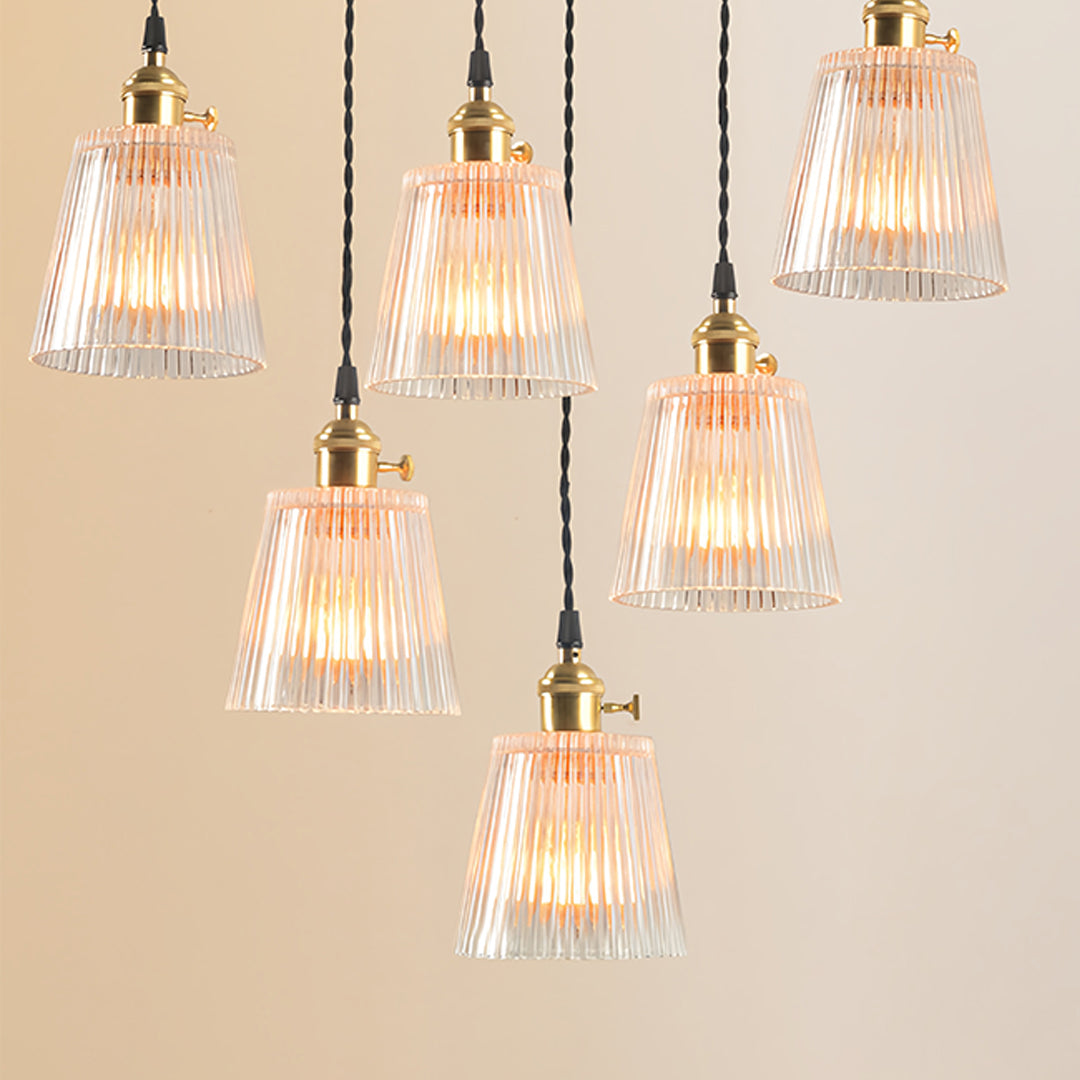 Nordic Minimalist Brass Pendant Light with Clear Glass Shade