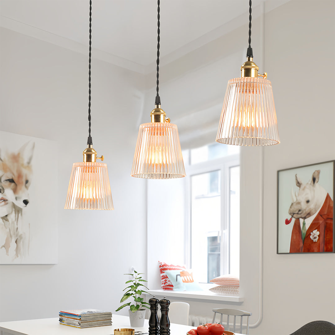 Nordic Minimalist Brass Pendant Light with Clear Glass Shade