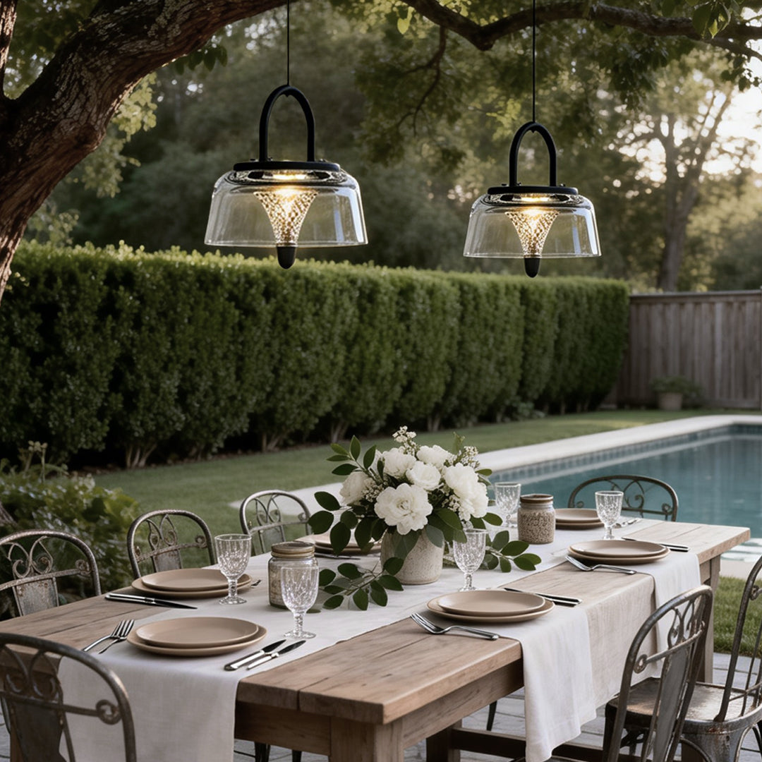 Lumina Clear Glass LED Pendant Light with Solar Power