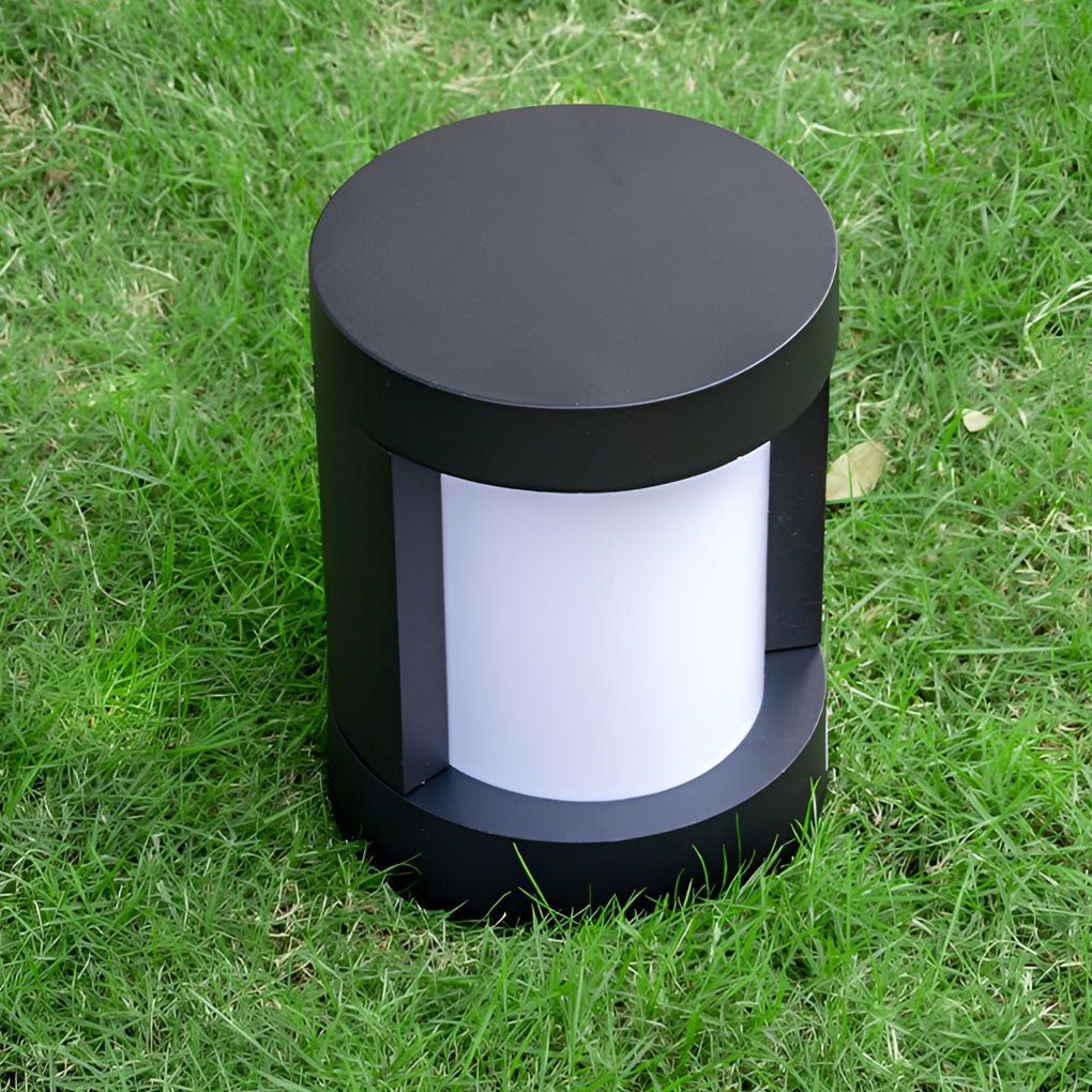 Cylindrical LED Pathway Bollard Lights in Black – Solar & Wired Options