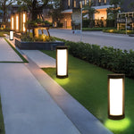 Cylindrical LED Pathway Bollard Lights in Black – Solar & Wired Options