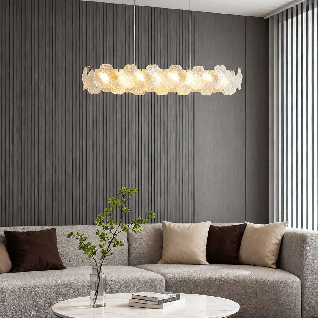 French Art Glass Chandelier with Brass Iron Frame, Modern Luxury Ceiling Light