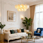 French Art Glass Chandelier with Brass Iron Frame, Modern Luxury Ceiling Light