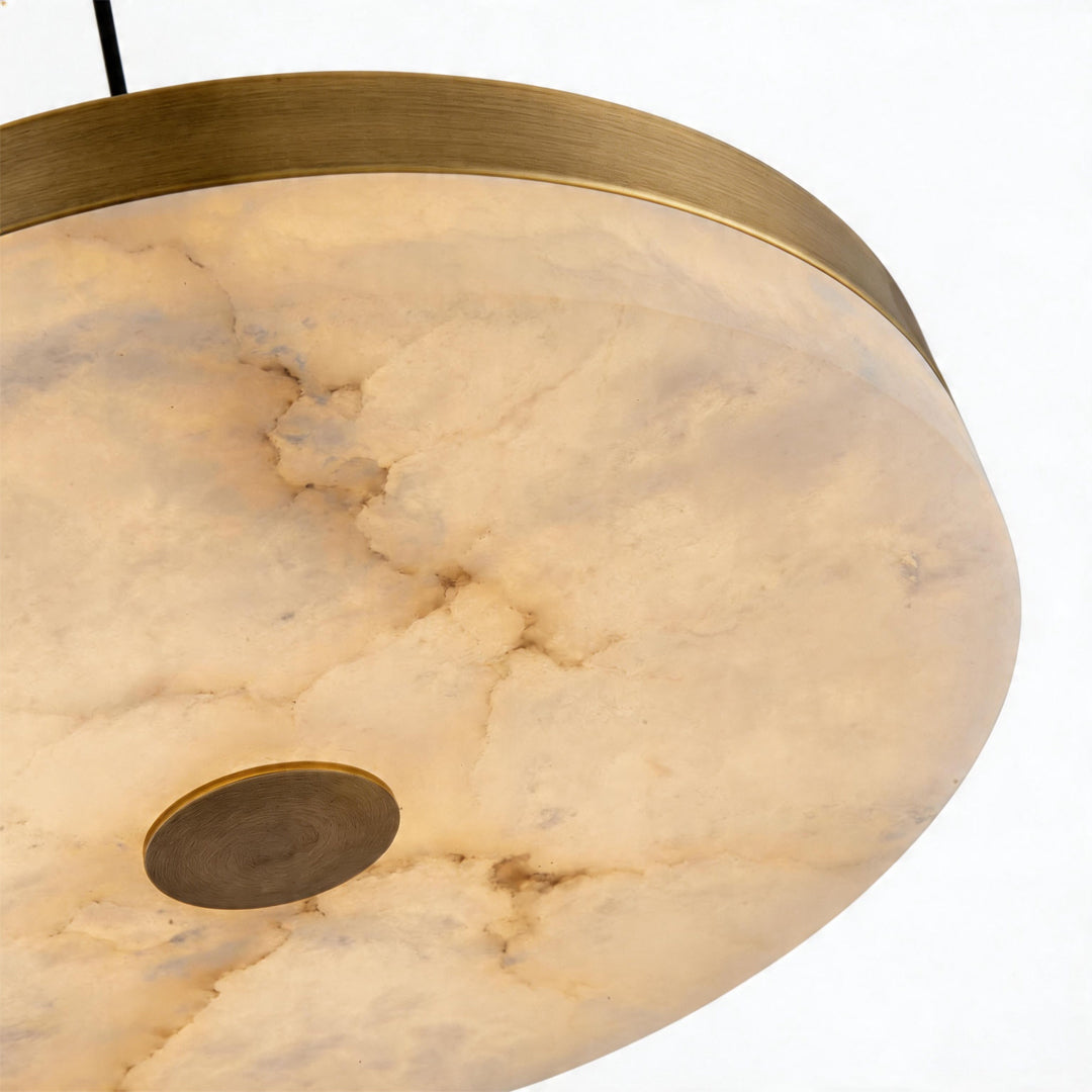 Marble Disc Pendant Light – Modern Luxury Ceiling Lamp with Brass Accents