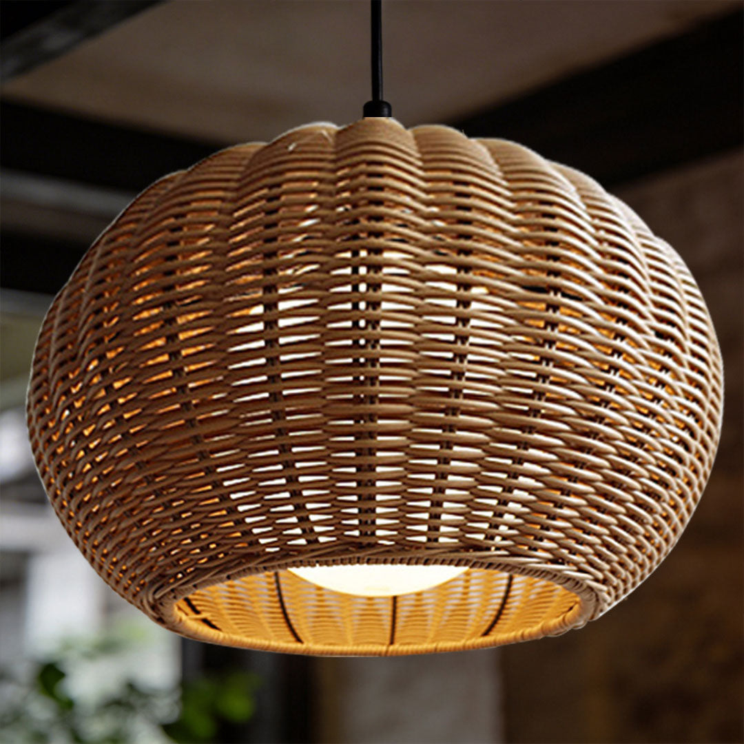 Artisan Rattan Pendant Light – Waterproof Outdoor Hanging Lantern