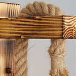 Rustic Iron Wall Sconce with Hemp Rope and Wood Accent