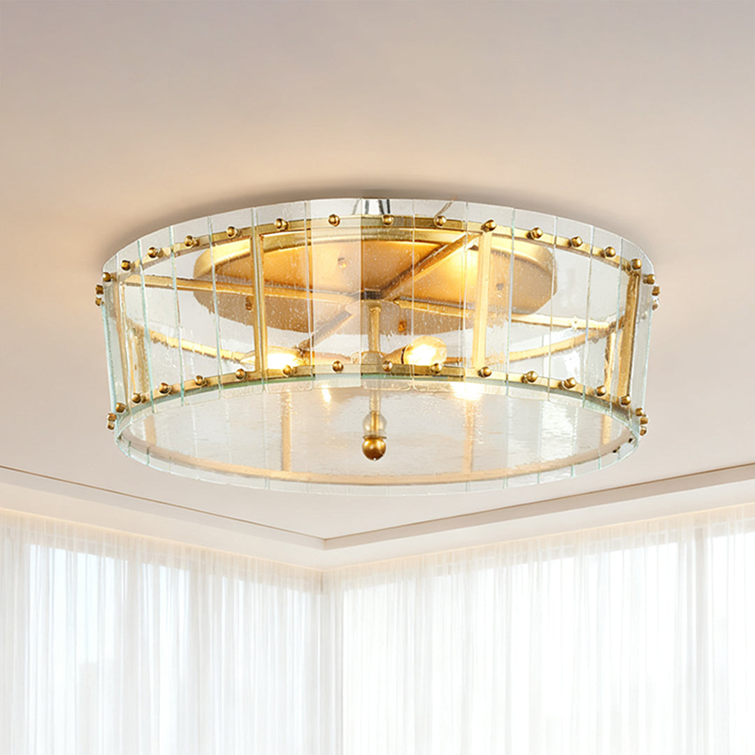 Lumière Flush Ceiling Light in Gold and Glass
