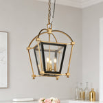 Aurelia Four-Light Gold and Black Lantern Pendant
