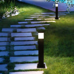 Modern Square Outdoor Bollard Light in Black with Warm White LED