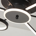 French Vintage Black Iron Ceiling Fan with 7-Light LED Fixture