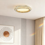 Lumière Flush Mount Crystal Ceiling Light in Titanium Gold